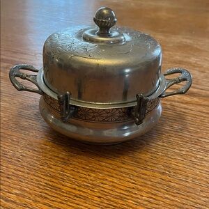 Antique silver plated, butter dish